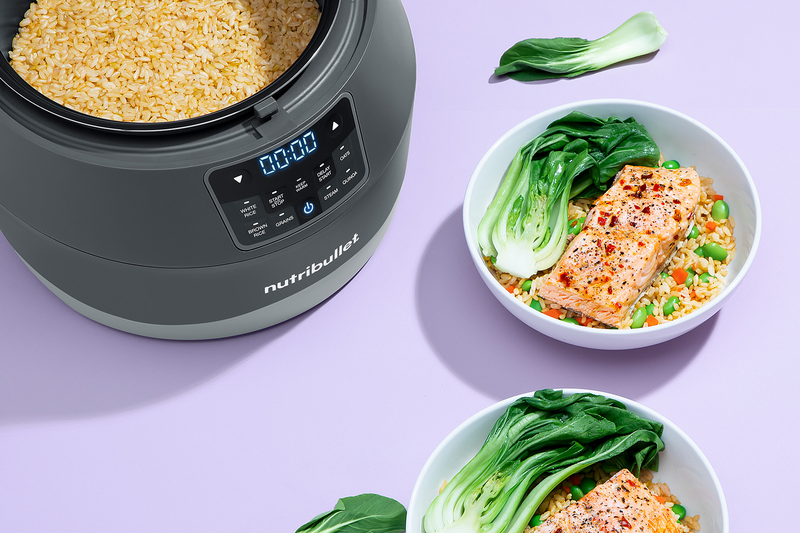 Salmon and Brown Rice with Bok Choy