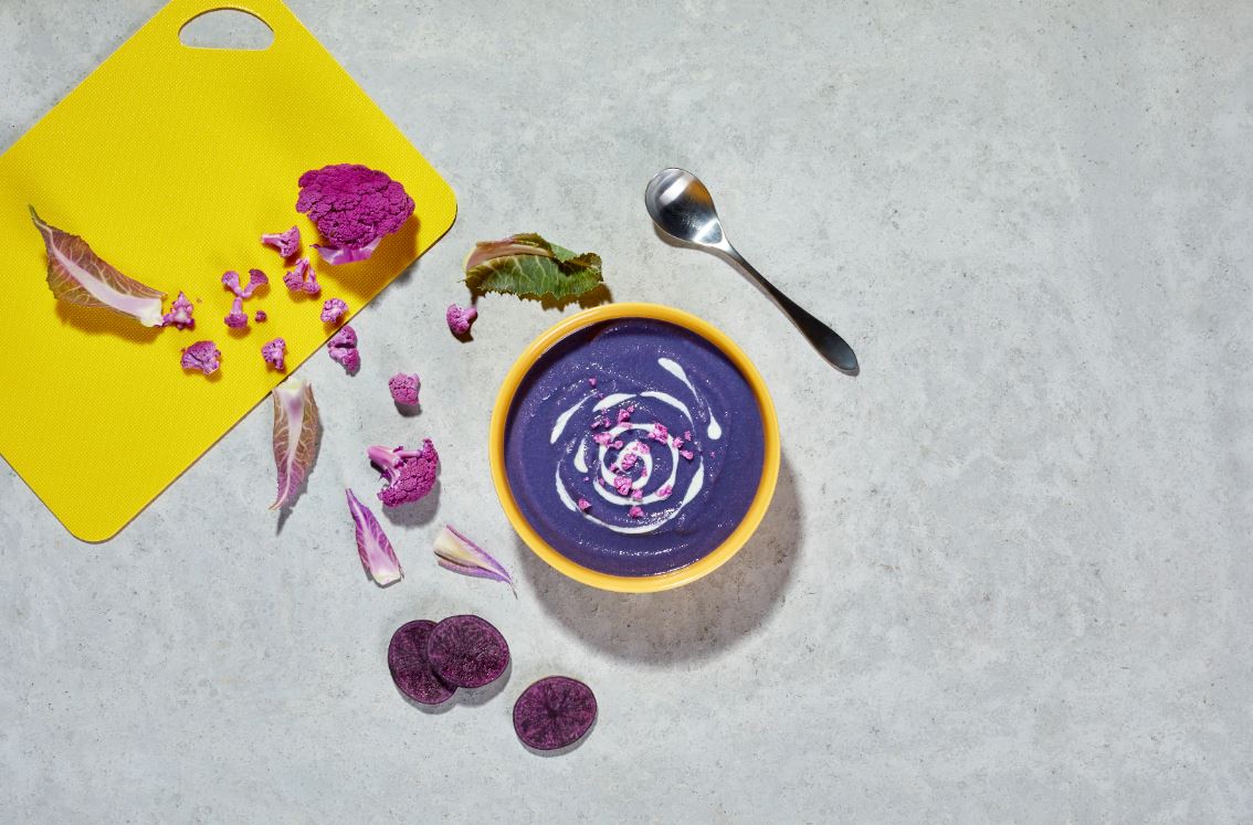 Purple Potato and Cauliflower Soup
