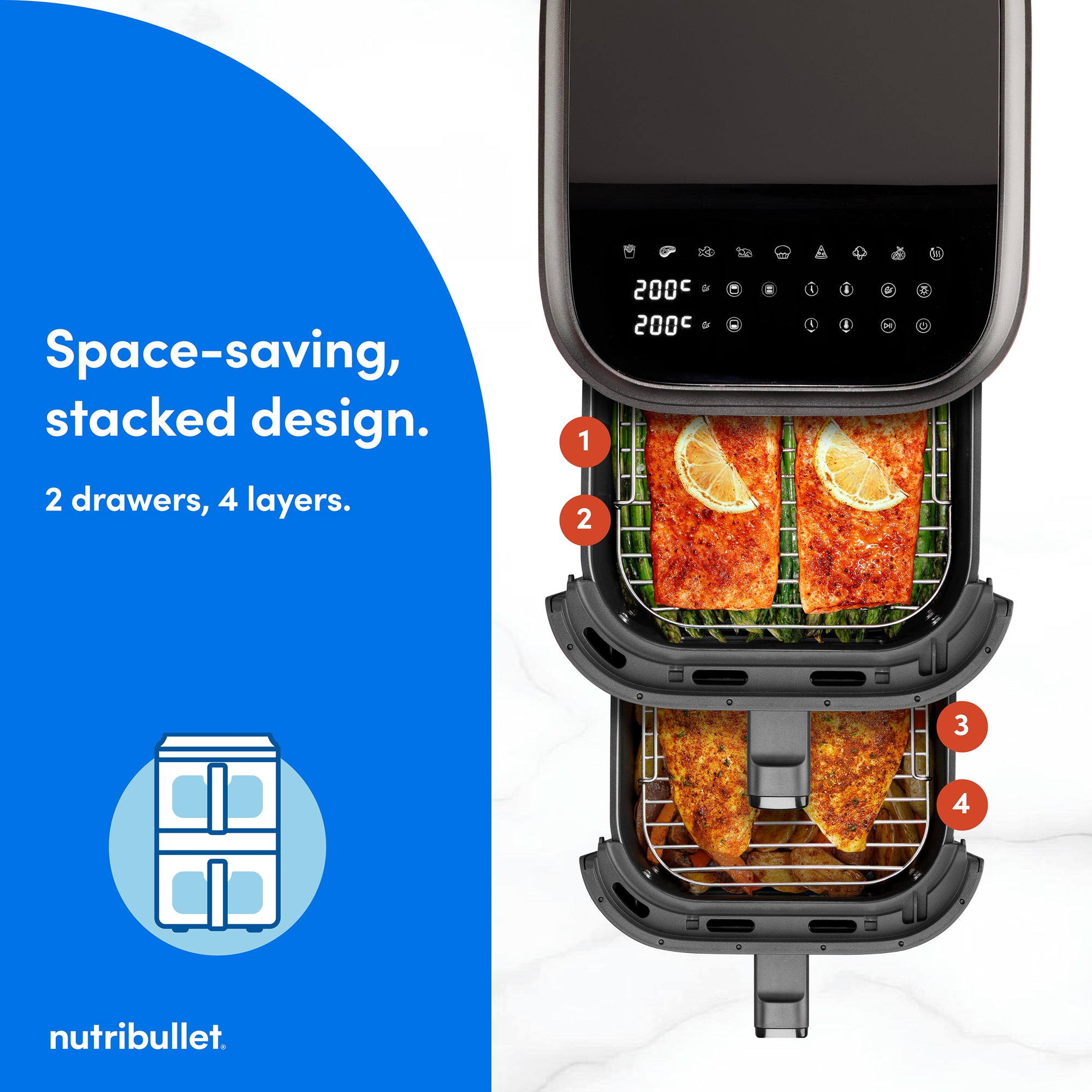 nutribullet CrispLite Dual Stack Air Fryer 9L